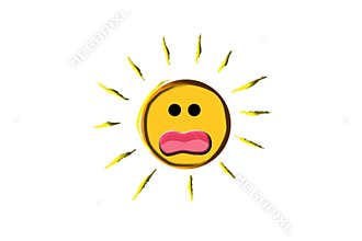 Yellow sun character cartoon illustration design on white background