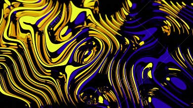 Abstract wavy blue and yellow gradient color background. Design. Holographic rippling texture.