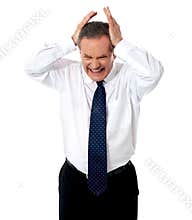 Aged businessman in depression