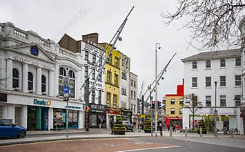CORK, IRELAND. APRIL 04, 2022. Grand Parade Square. Old city center. Shops and restaurants