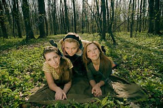 three girlfriends relaxing