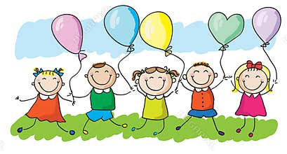 Kids with balloons