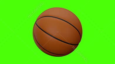 Loop-able rotating basket ball on green screen 3d rendering