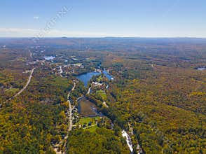 Alton Bay aerial view in fall, NH, USA