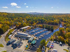 Alton Bay aerial view in fall, NH, USA
