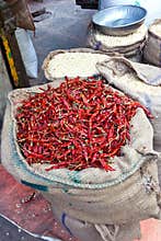 Dried chili peppers in bulk