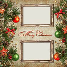 Vintage Christmas background with frame
