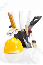 Building and construction equipment in basket