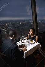 Couple having dinner.