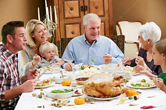 Multi Generation Family Celebrating Thanksgiving