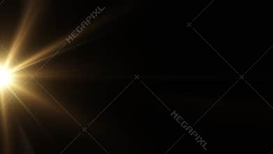 Center left gold optical flare shine light burst animation