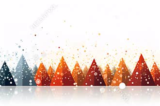 Pyramid abstract Christmas trees with falling snowflakes