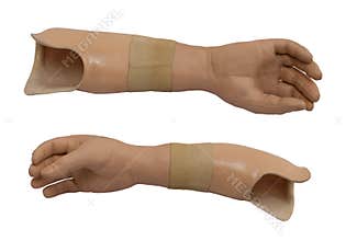 Prosthetic arm isolated on a white background