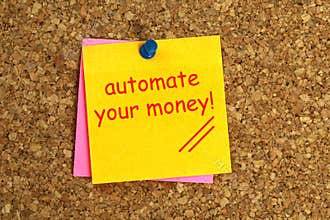 Automate your money postit on cork