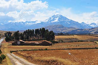 Cusco, Peru Snowed seen from the Sacred Valley of the Incas in the province of La Convención