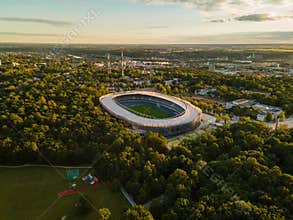 Darius and Girenas stadium in Kaunas, Lithuania, aerial