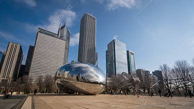 Time Lapse clip of people admiring the Bean Sculpture in Chicago