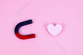 Magnet and heart metaphors as law of attraction, manifestation, subconscious mind, Human brain subconscious mind send the