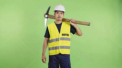 Construction Worker with Pickaxe