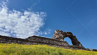 Ruins of Roman fortifications in town of Hisarya, Bulgaria