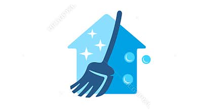 House cleaning and cleanup, broom and chore, graphic animation. Alpha channel