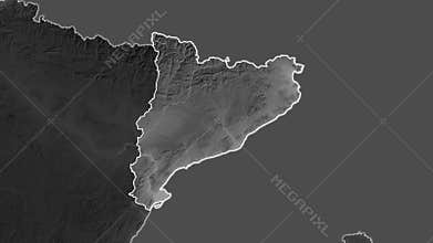 Cataluna, Spain, extruded. Grayscale
