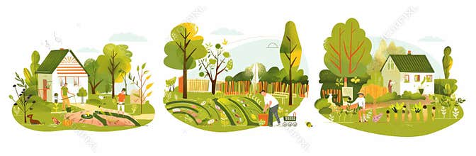 An agriculture gardener and a woman planting flowers in their gardens. Agriculture gardeners are involved in both