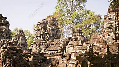 Ruins of old temples of the 12th century. Cambodia, Angkor