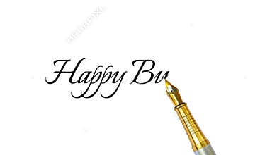 Elegant \'Happy Birthday\' Cursive Text on White Background Representing Celebration, Greeting