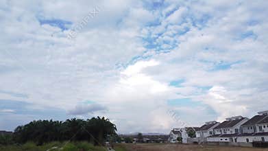 diminishing perspective road with bushy grass by side lane with distance houses at the horizon.