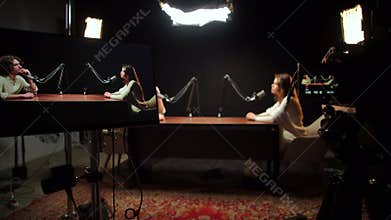 Engaging Storytelling Session in Podcast Studio With Influencers and Experts at Work
