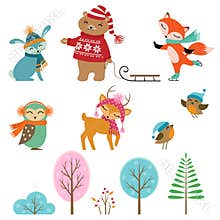 Cute winter animals