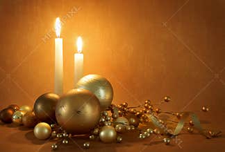 Golden christmas scene