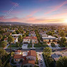 An AI generated image of Los Angeles suburbs skyline
