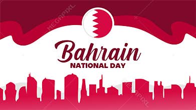 happy bahrain national day with bahrain flag