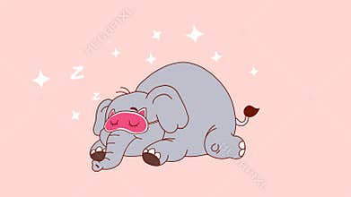 Cute Anime Elephant Sleeping with Eye Mask Loop Animation