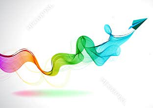 Abstract color background with paper air plane