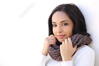 Facial of a woman smooth face in winter