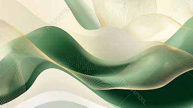 Luxurious green and gold abstract waves background flowing seamlessly, creating a dynamic and elegant design with subtle