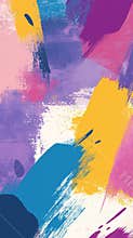 Vibrant brushstrokes of pink, purple, blue, and yellow create a dynamic and textured abstract painting, perfect for