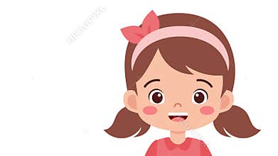 Cute animated video of a girl learning about body parts like eyes, nose, ears, and mouth.