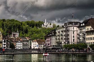 View of Lucerne, with white tower