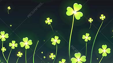 Enchanting glowing shamrock animation - magical celtic symbol with sparkling light effects