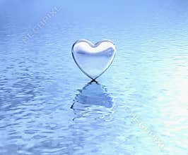 Pure heart on water reflection
