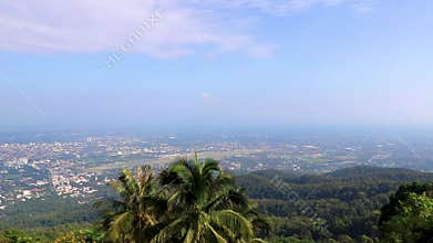 Panoramic view of city and tropical jungle Chiang Mai Thailand