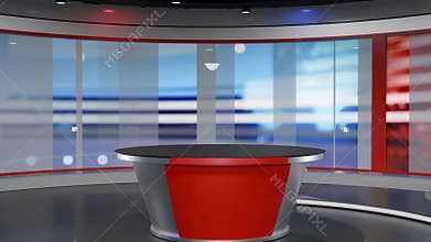 3D Virtual TV Studio News, Backdrop For TV Shows .TV On Wall.3D Virtual News Studio Background