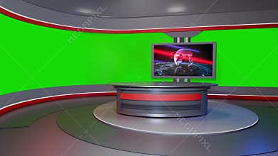 3D Virtual TV Studio News, Backdrop For TV Shows .TV On Wall.3D Virtual News Studio Background