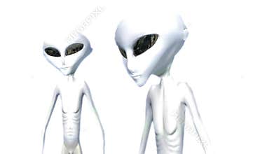 Aliens on white luminous background