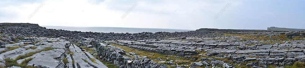 Ireland Aran island rocks panorama