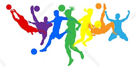 Soccer Football Players Male Female Silhouettes